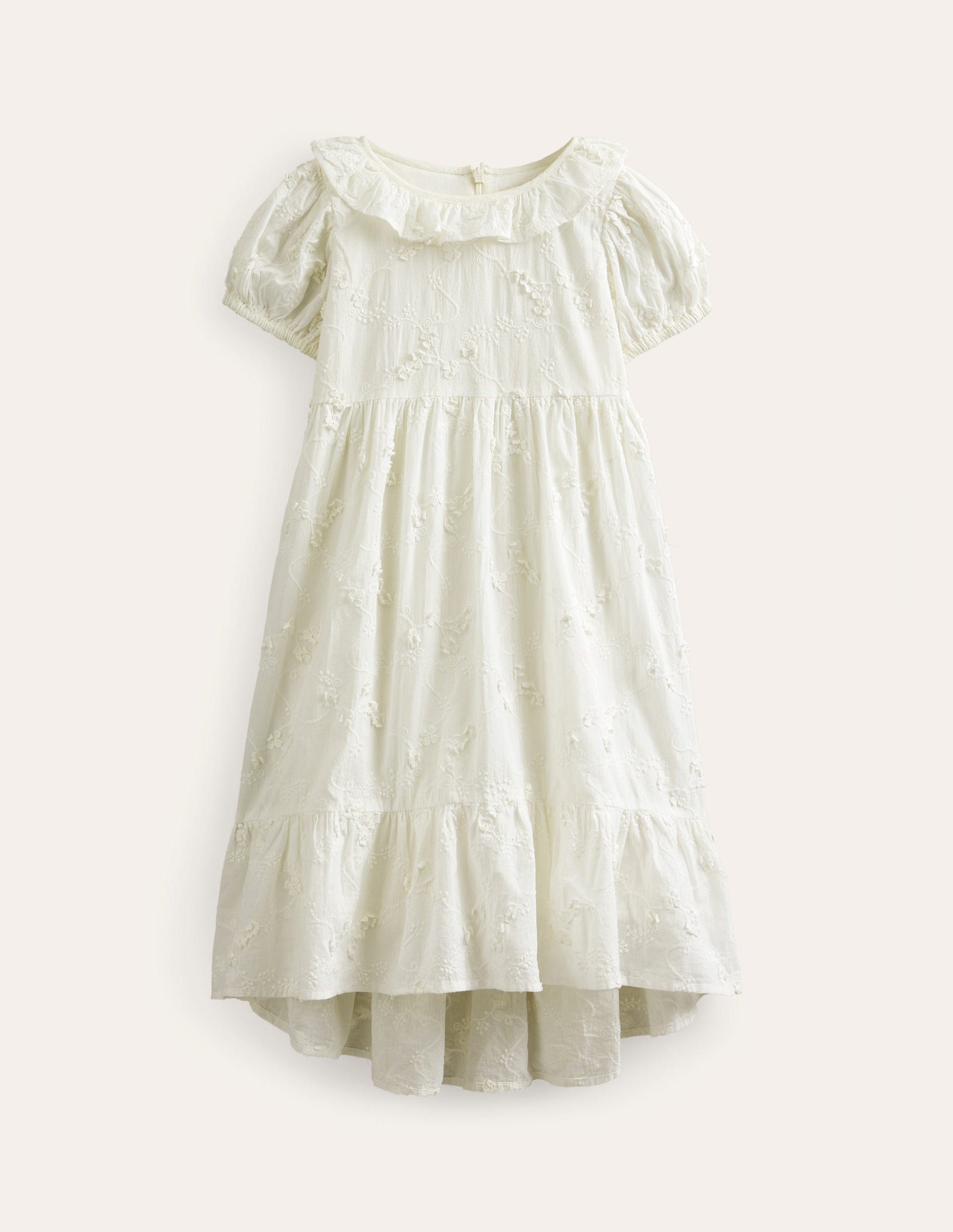Dip Hem Broderie Dress-Ivory-1