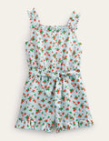 Linen-Cotton Ruffle Playsuit-Surf Strawberry Ditsy