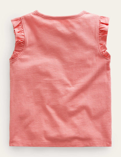 Embroidered Flutter Top-Peach Sorbet Flamingo-3