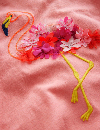 Embroidered Flutter Top-Peach Sorbet Flamingo-4