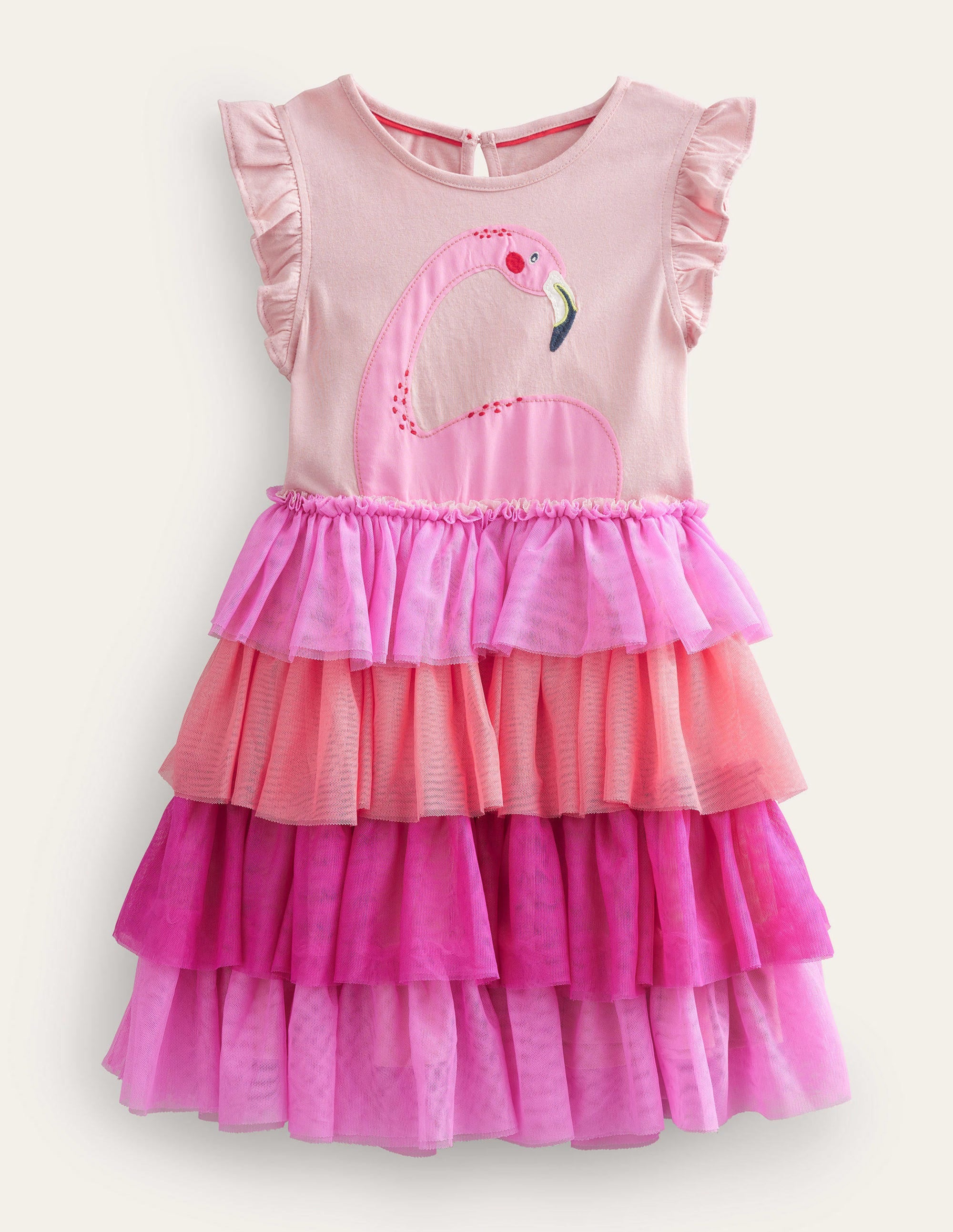 Tulle Layered Logo Dress-Peach Spring Flamingo - Image 1