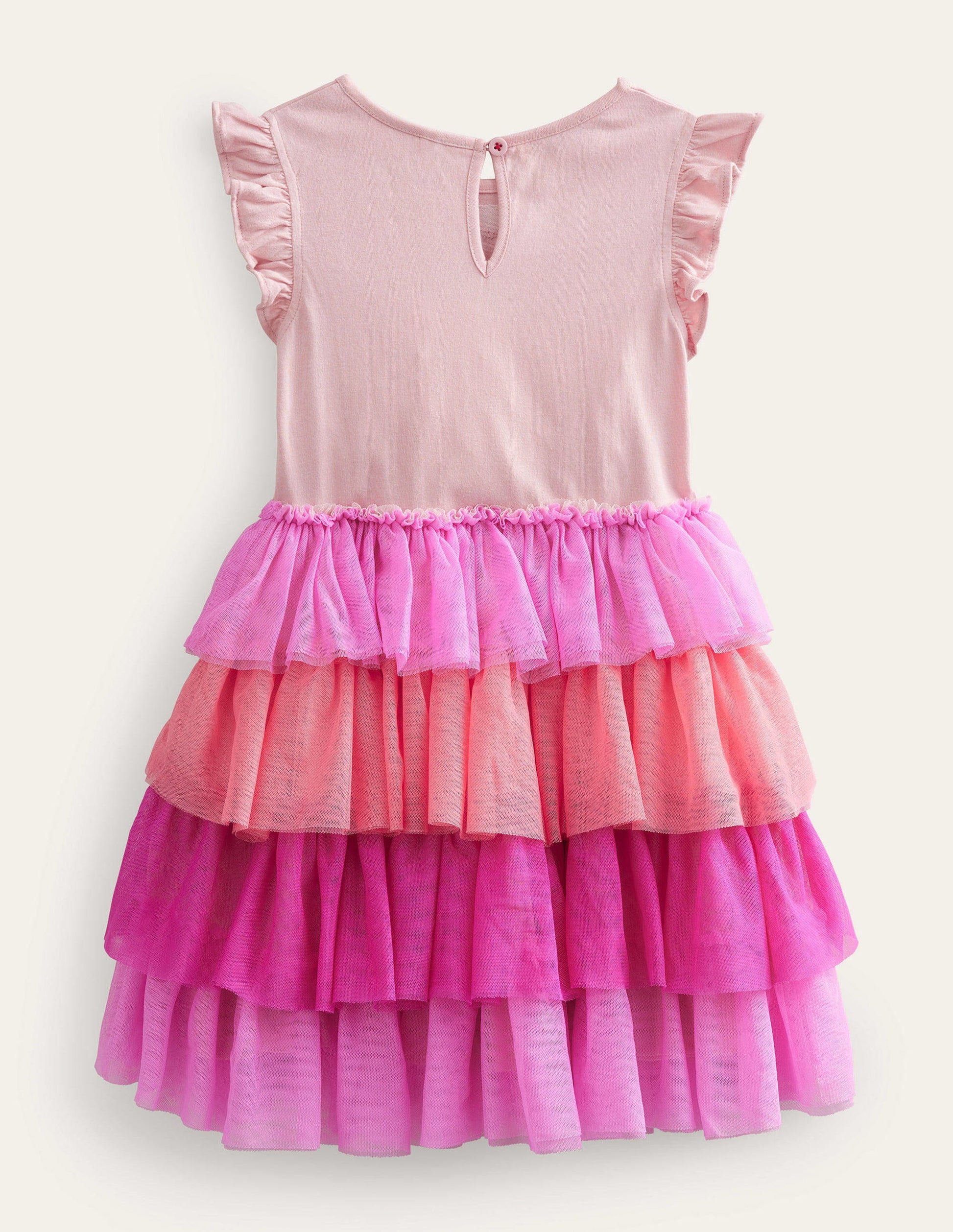 Tulle Layered Logo Dress-Peach Spring Flamingo-2