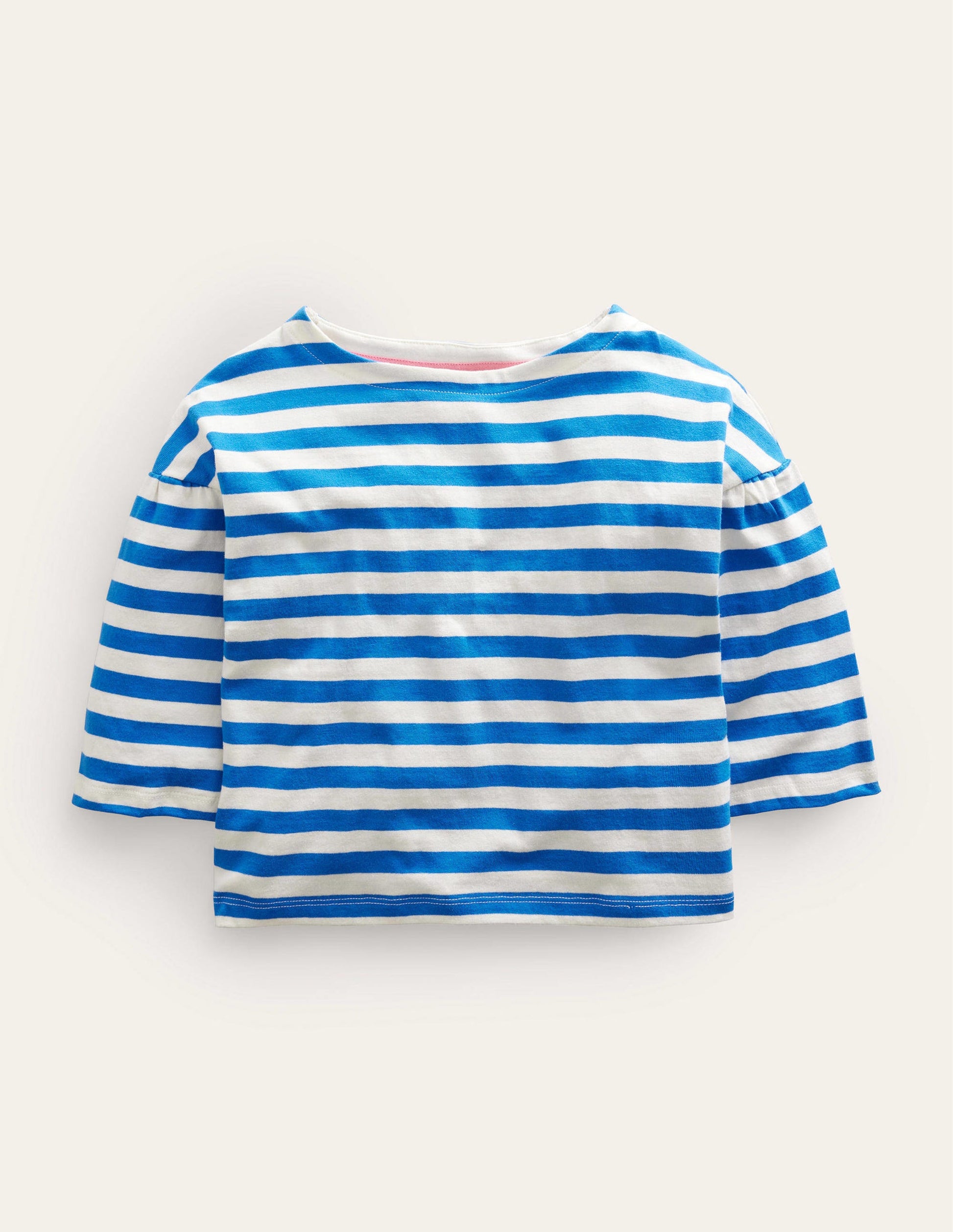 Boat Neck T-Shirt-Cabana Blue/Ivory-1