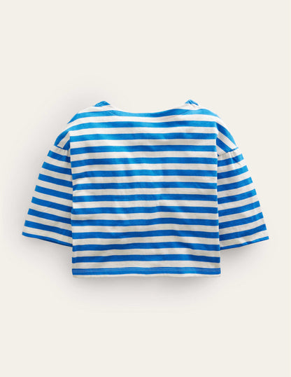 Boat Neck T-Shirt-Cabana Blue/Ivory-2