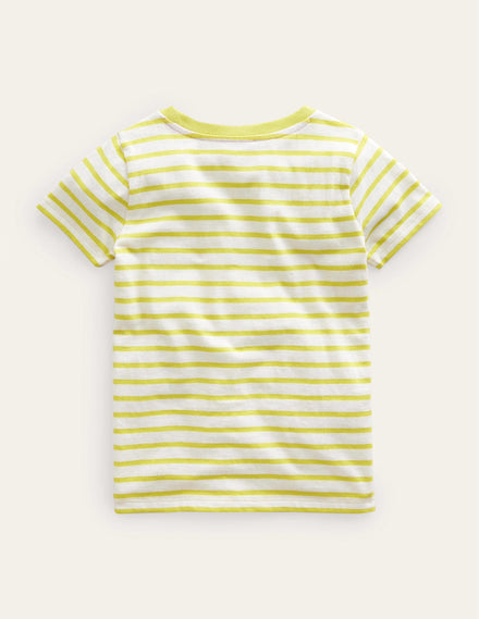 Appliqué Rainbow T-shirt-Gooseberry Yellow/Ivory