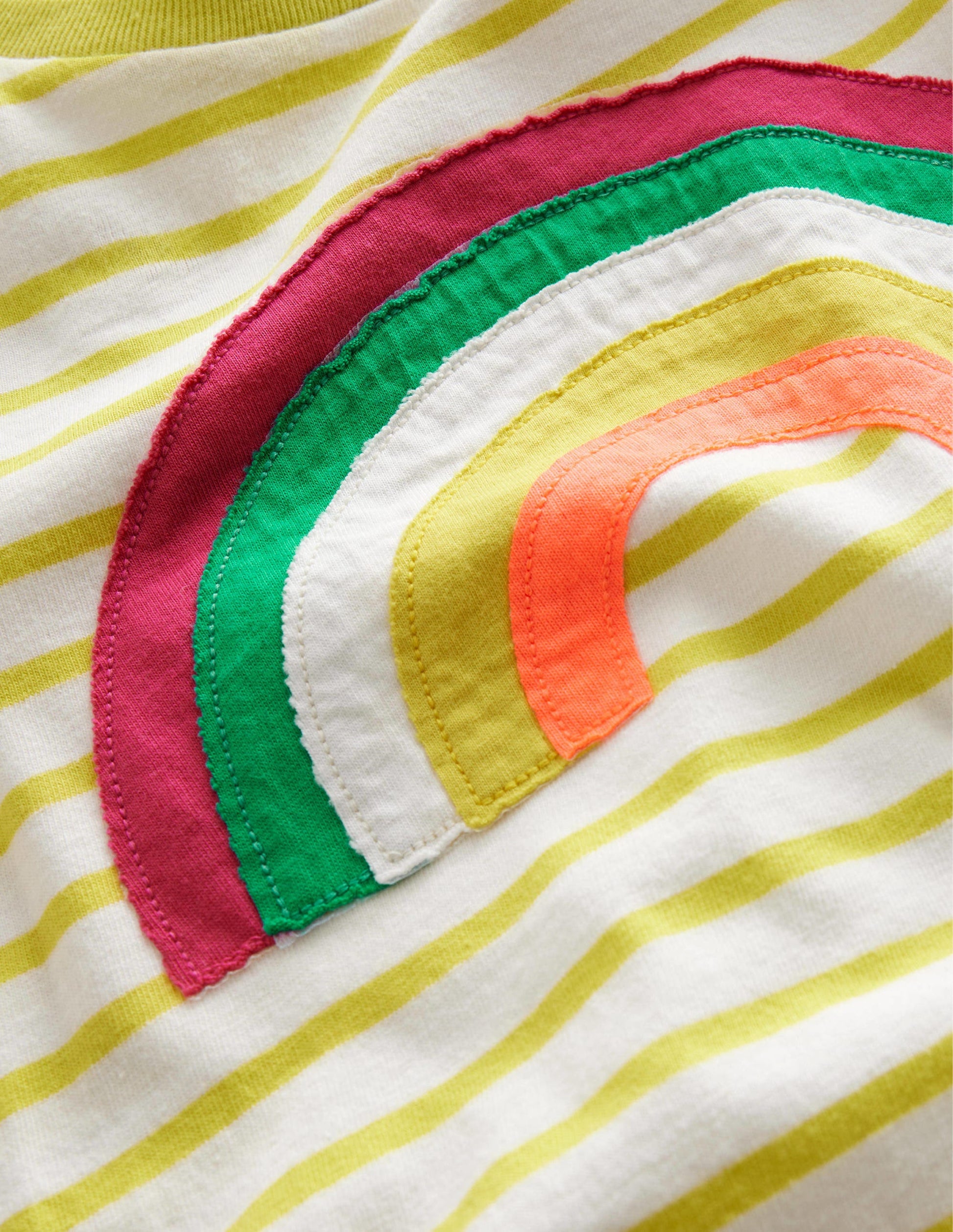 Appliqué Rainbow T-shirt-Gooseberry Yellow/Ivory-3