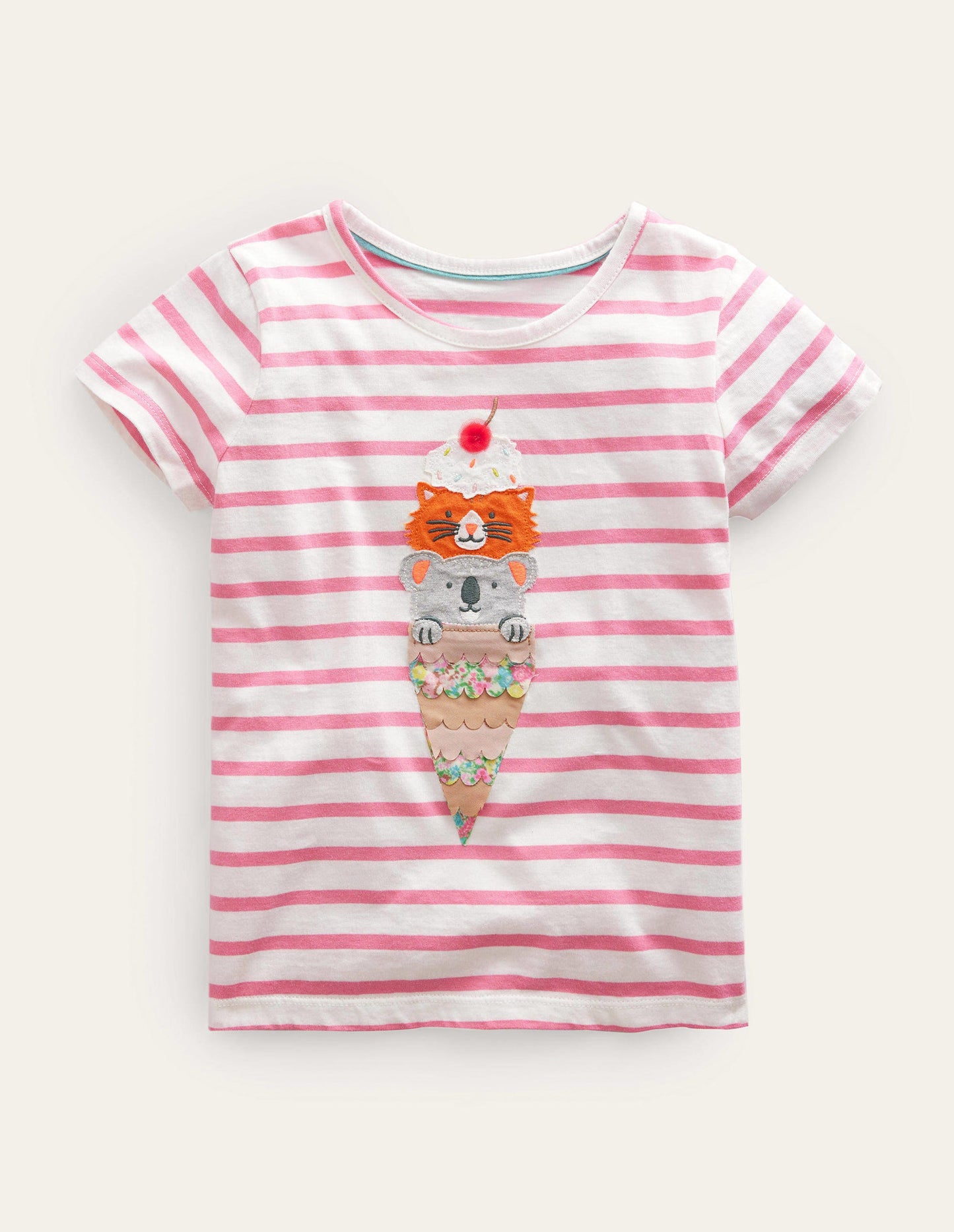 Appliqué T-Shirt-Azalea Pink/Ivory Icecream