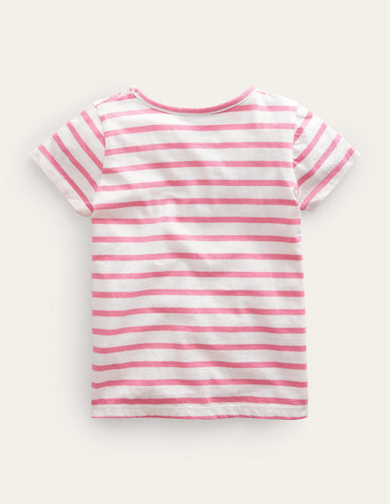 Appliqué T-Shirt-Azalea Pink/Ivory Icecream