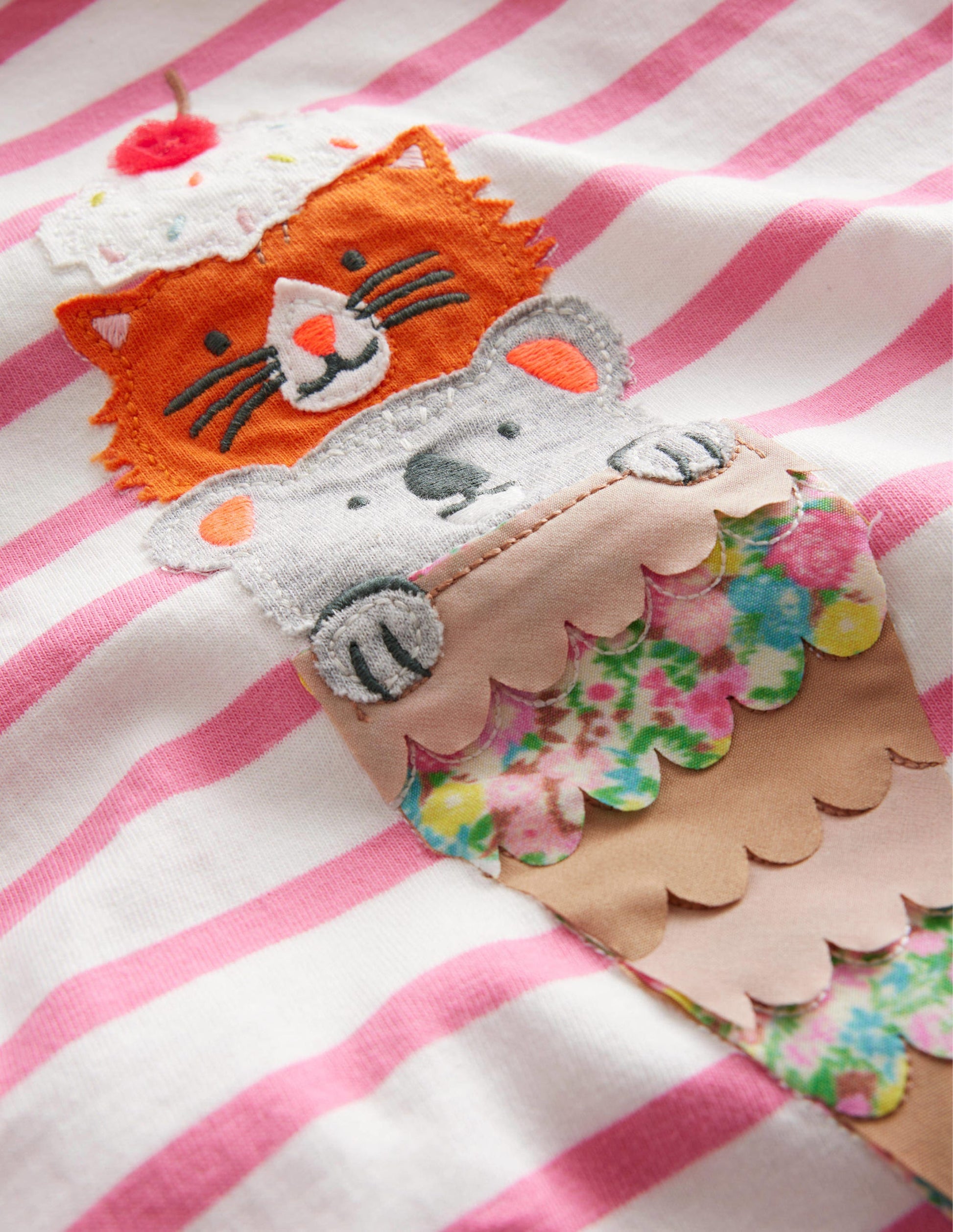 Appliqué T-Shirt-Azalea Pink/Ivory Icecream-3