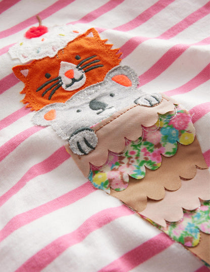 Appliqué T-Shirt-Azalea Pink/Ivory Icecream-3