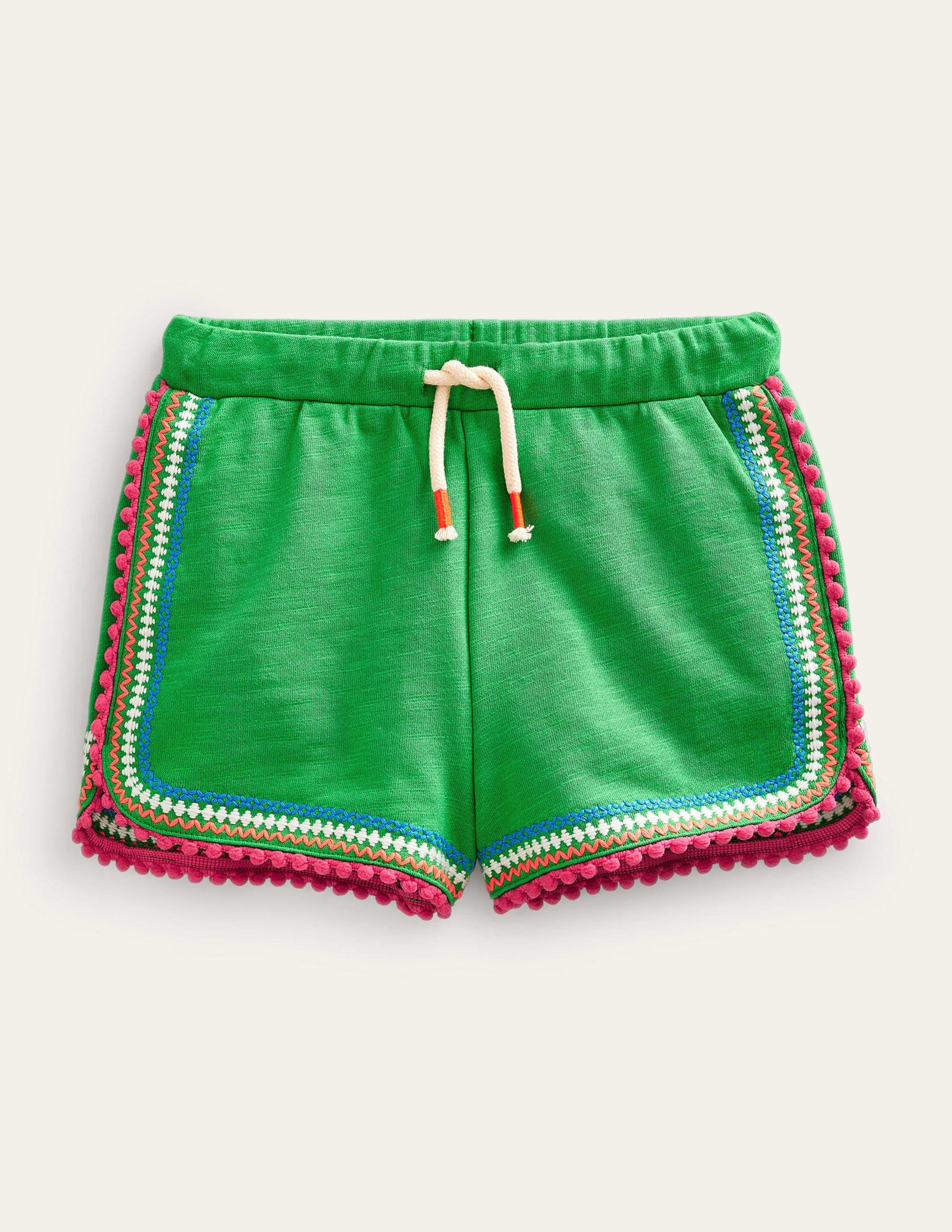 Pom Trim Jersey Shorts-Bright Green-1