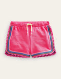Pom Trim Jersey Shorts-Lollipop Pink