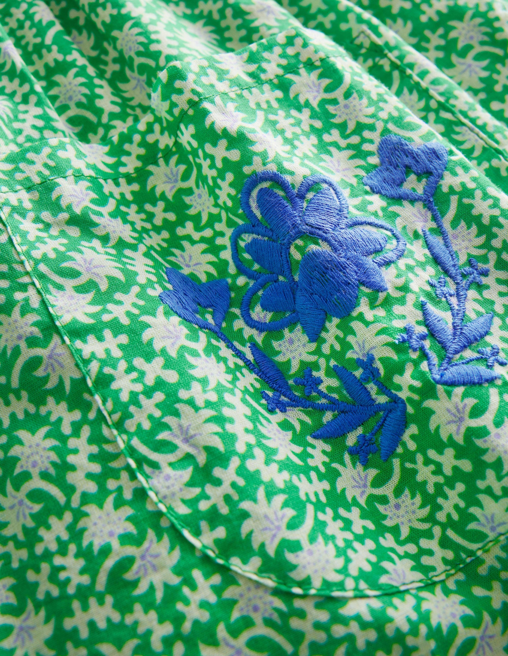 Embroidered Pinafore Dress-Bright Green Spring - Image 3
