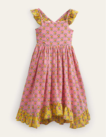 Handkerchief Hem Dress-Azalea Dainty Floret-1