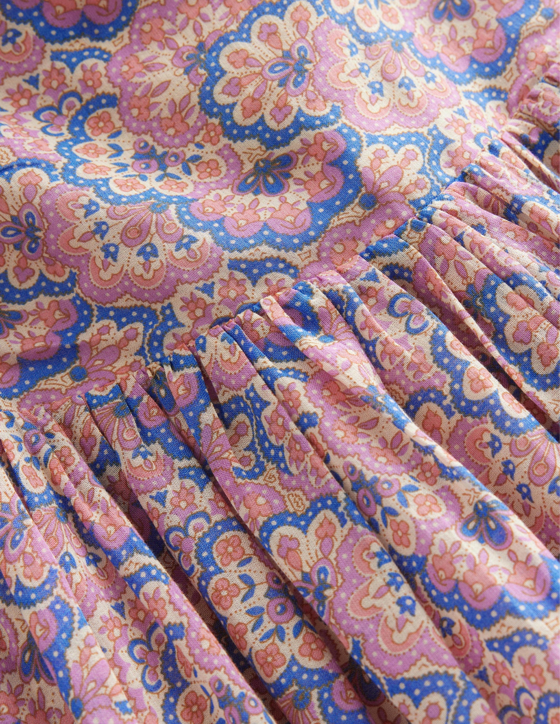 Handkerchief Hem Dress-Lupin and Peach Paisley-3