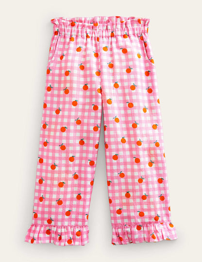 Frill Cuff Wide Leg Trousers-Azalea and Vanilla Oranges-1