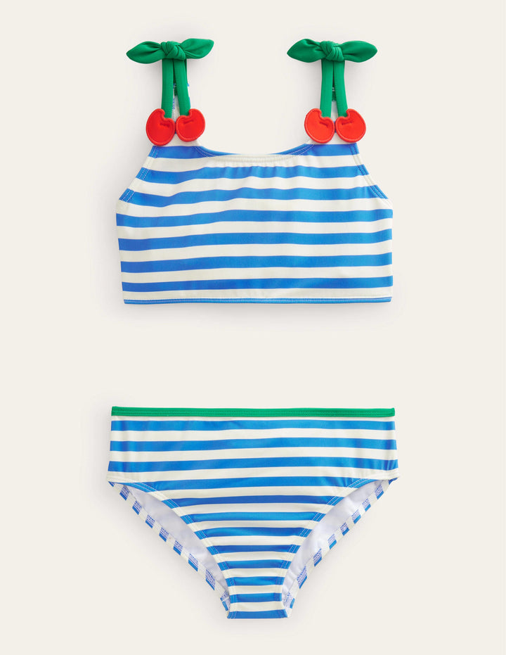Cherry Strap Bikini-Cabana Blue and Ivory stripe