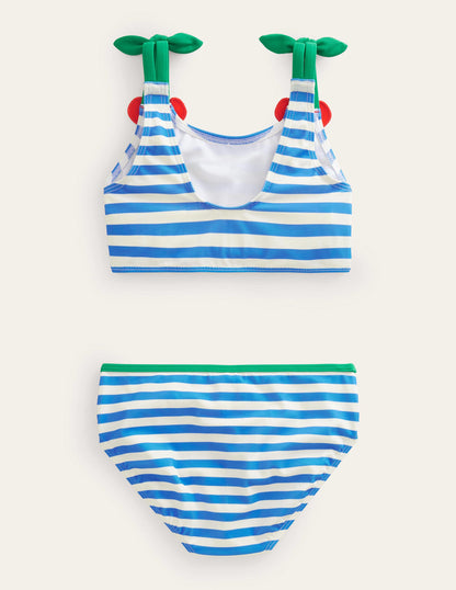 Cherry Strap Bikini-Cabana Blue and Ivory stripe-2