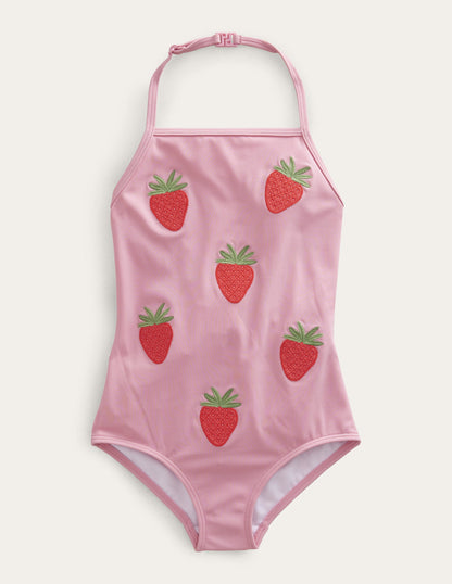 Appliqué Fruit Swimsuit-Pink Lemonade-2