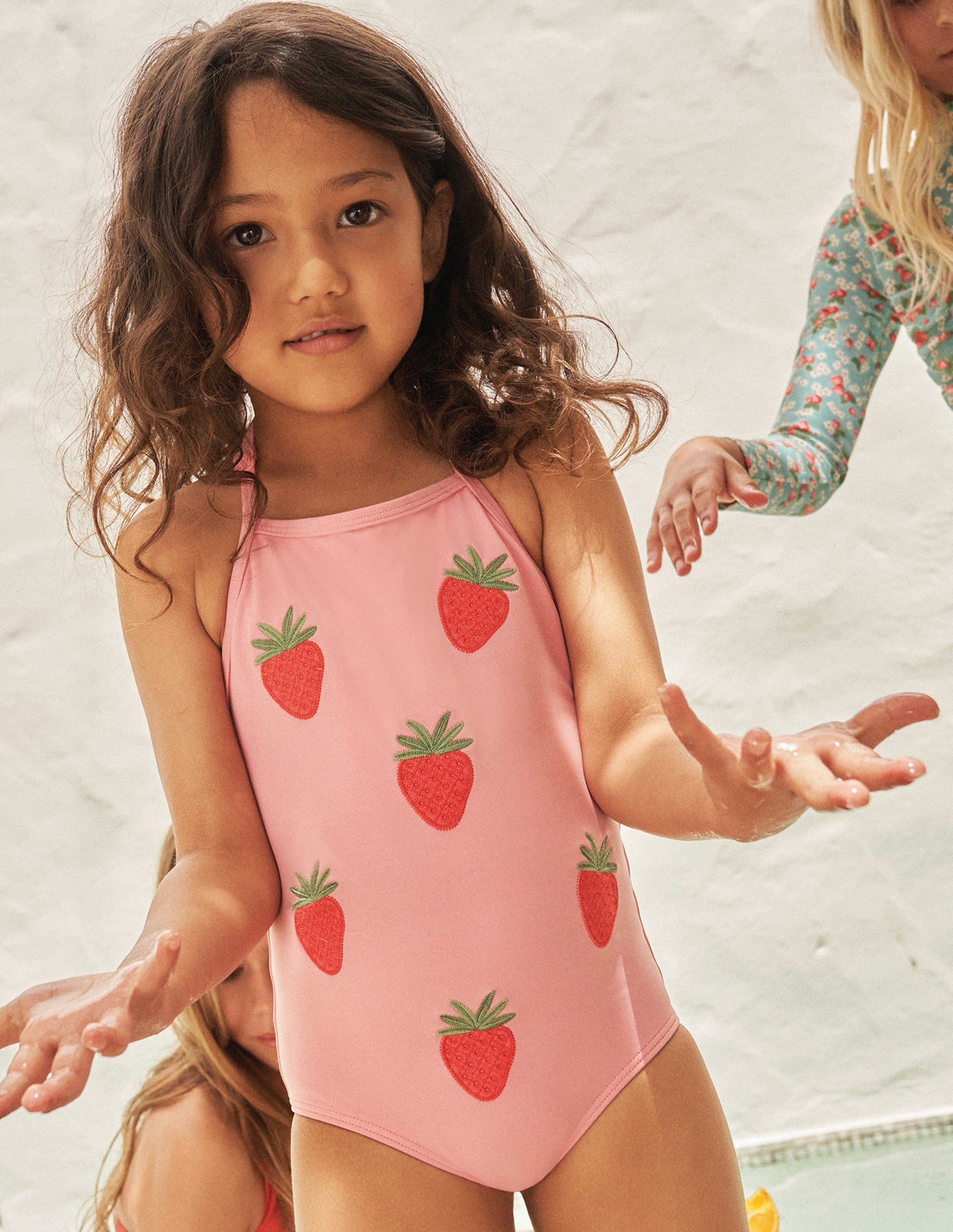 Appliqué Fruit Swimsuit-Pink Lemonade-1