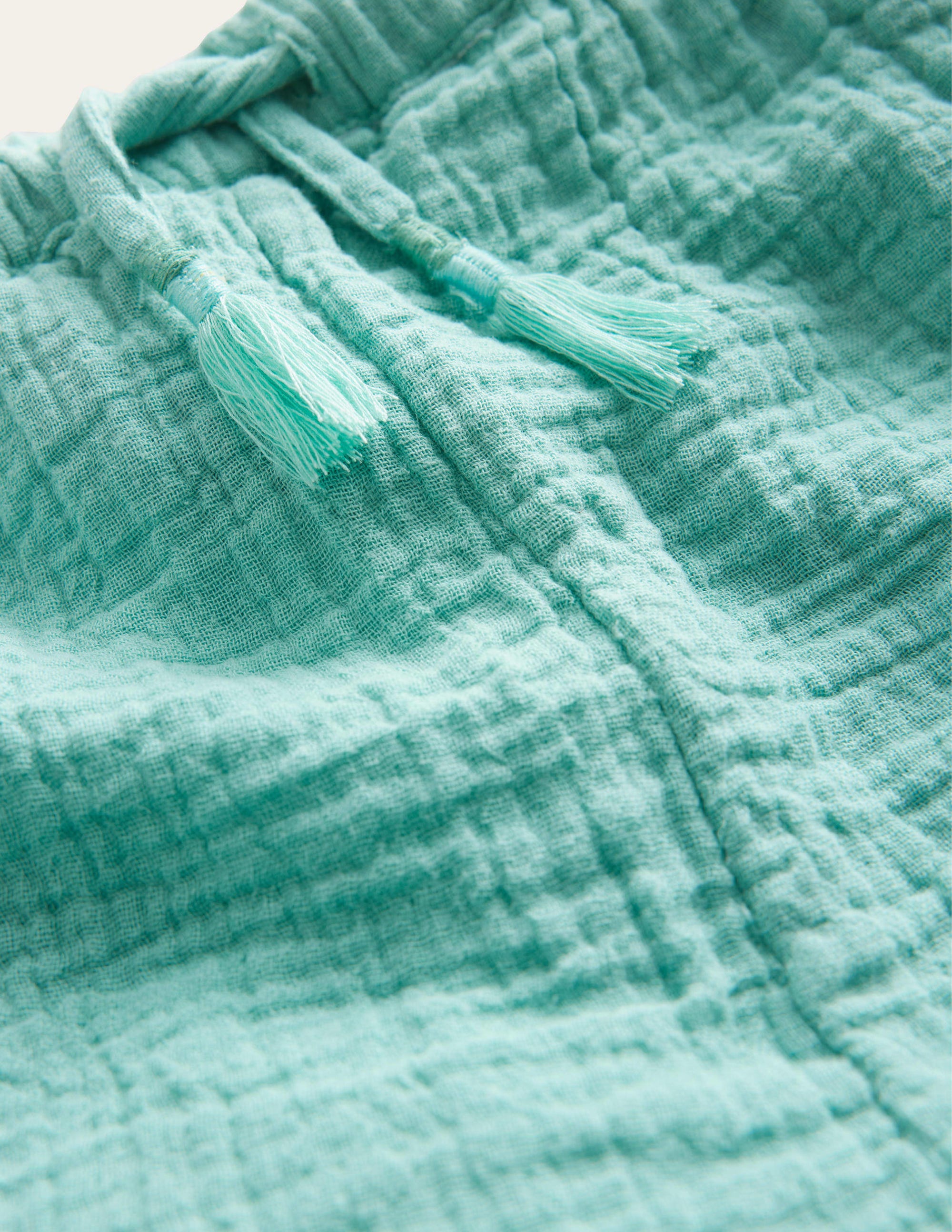 Embroidered Hem Shorts-Aqua Sea - Image 3