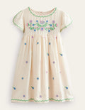 Embroidered Texture Dress-Vanilla Pod