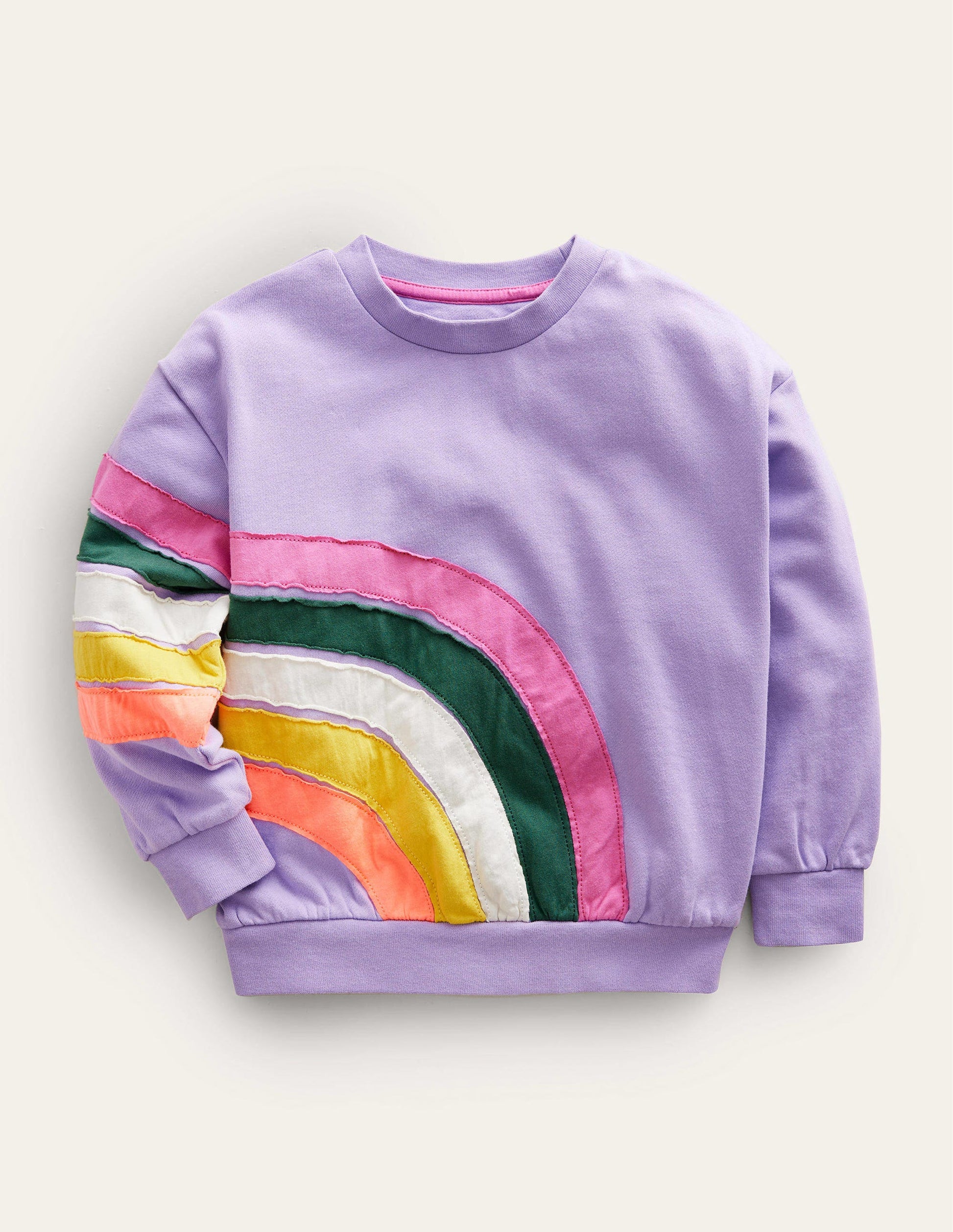 Rainbow Appliqué Sweatshirt-Lavender-1