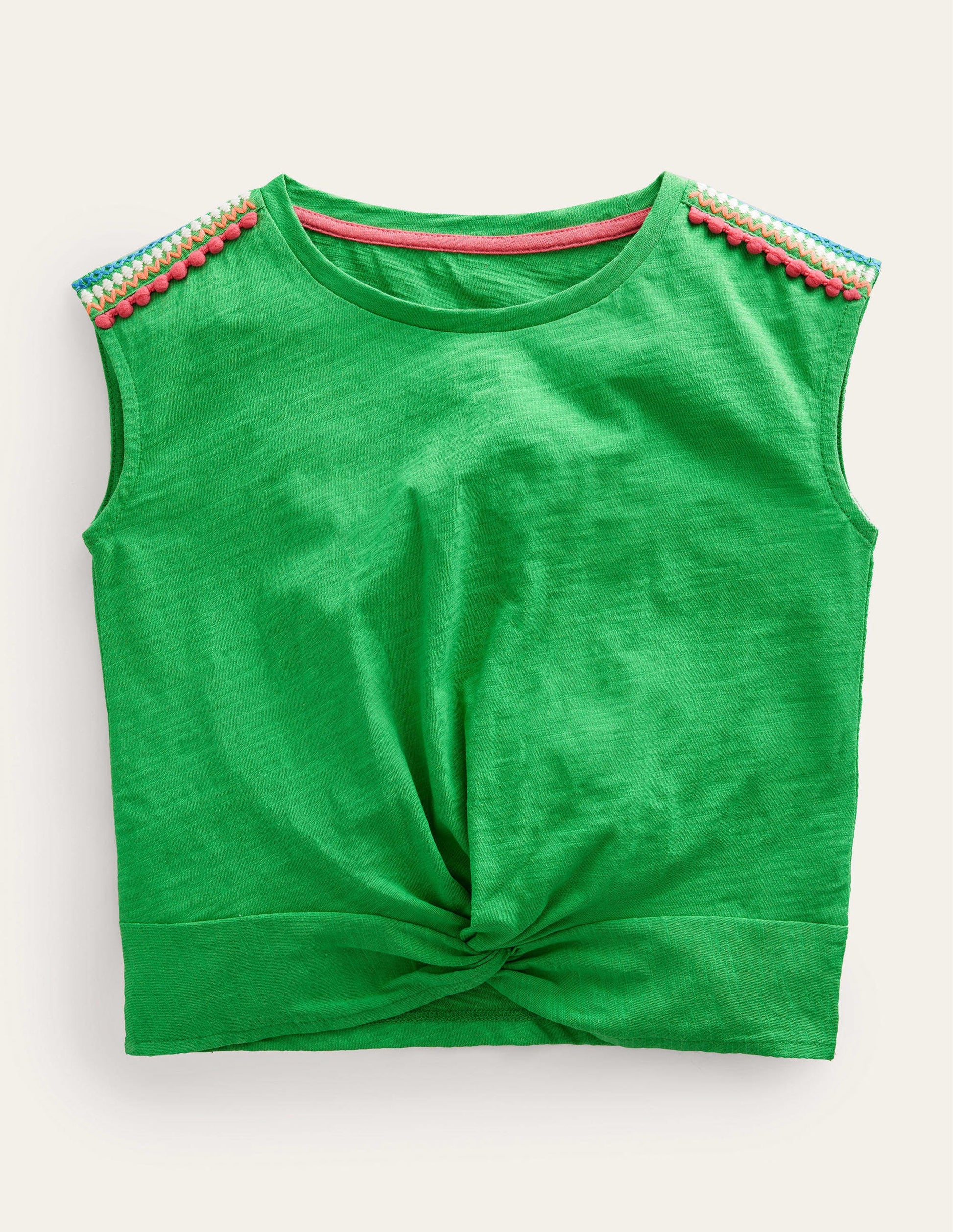 Gathered Front Tee-Bright Green-1