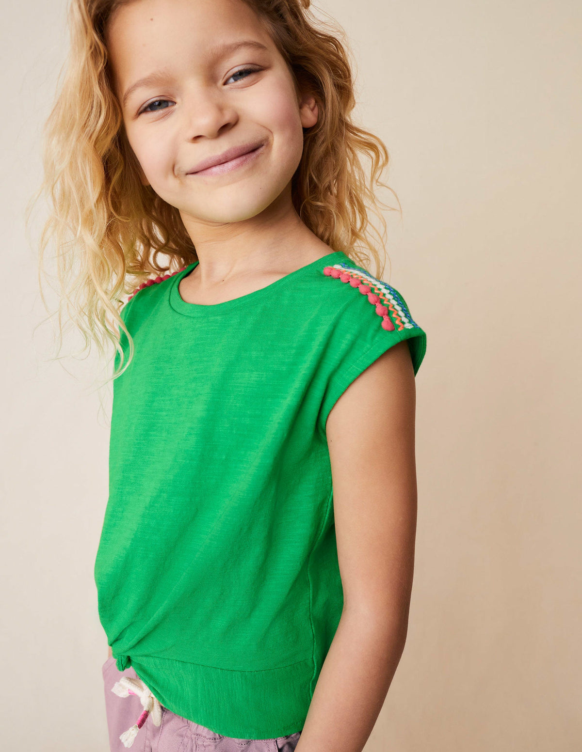 Gathered Front Tee-Bright Green - Image 4
