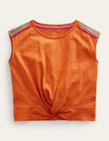 Gathered Front Tee-Kumquat Marl