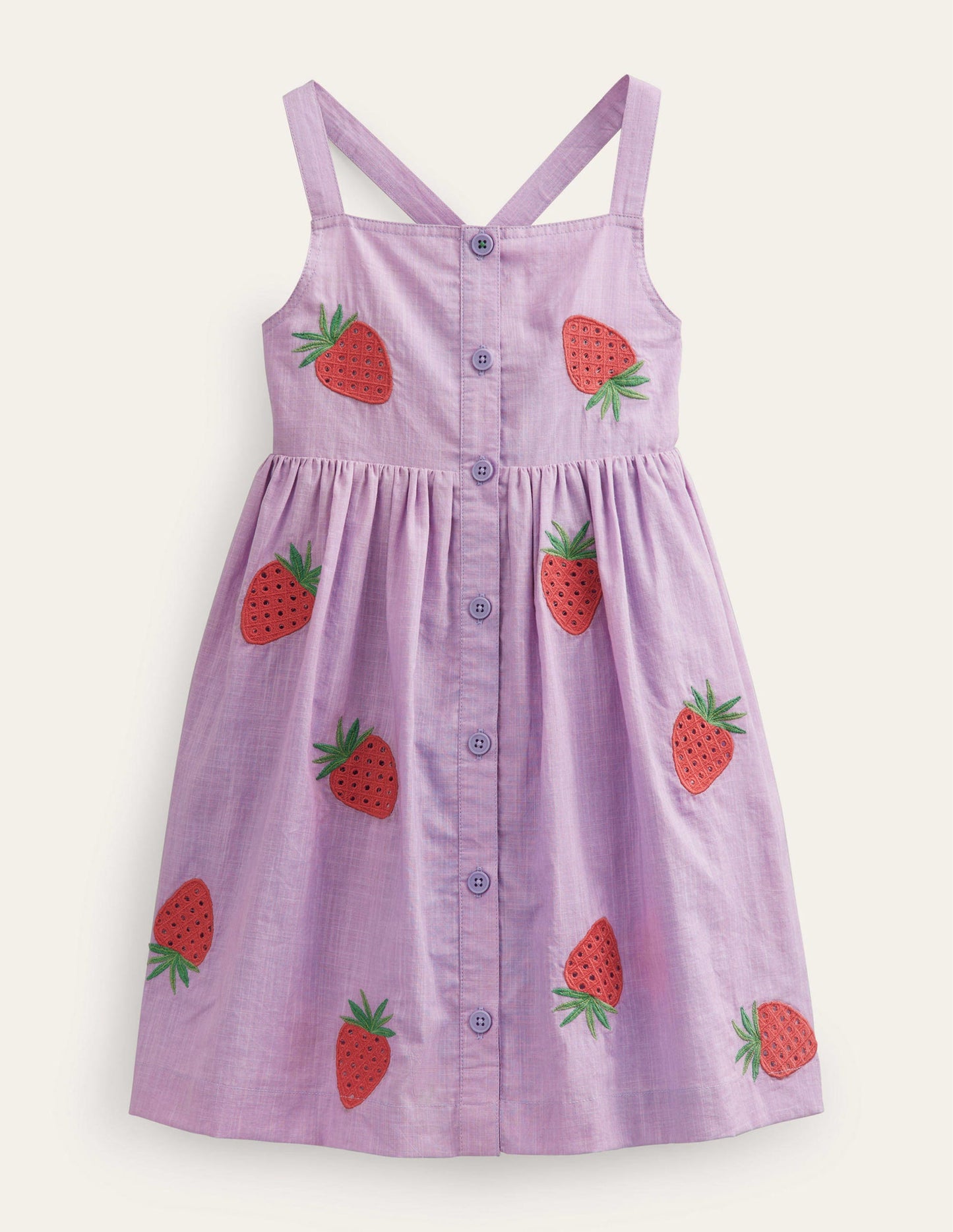 Button Through Pinafore Dress-Misty Lavender