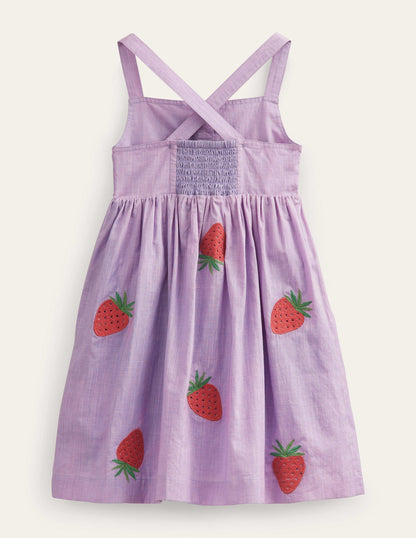 Button Through Pinafore Dress-Misty Lavender-2