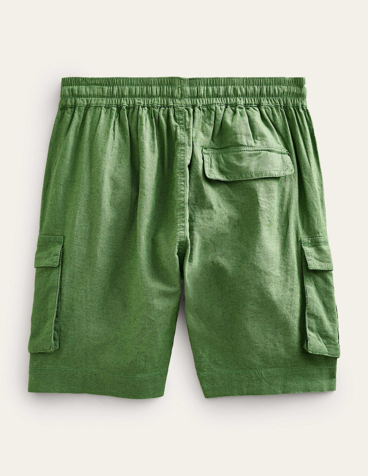 Linen Cotton Cargo Shorts-Khaki Green - Image 2