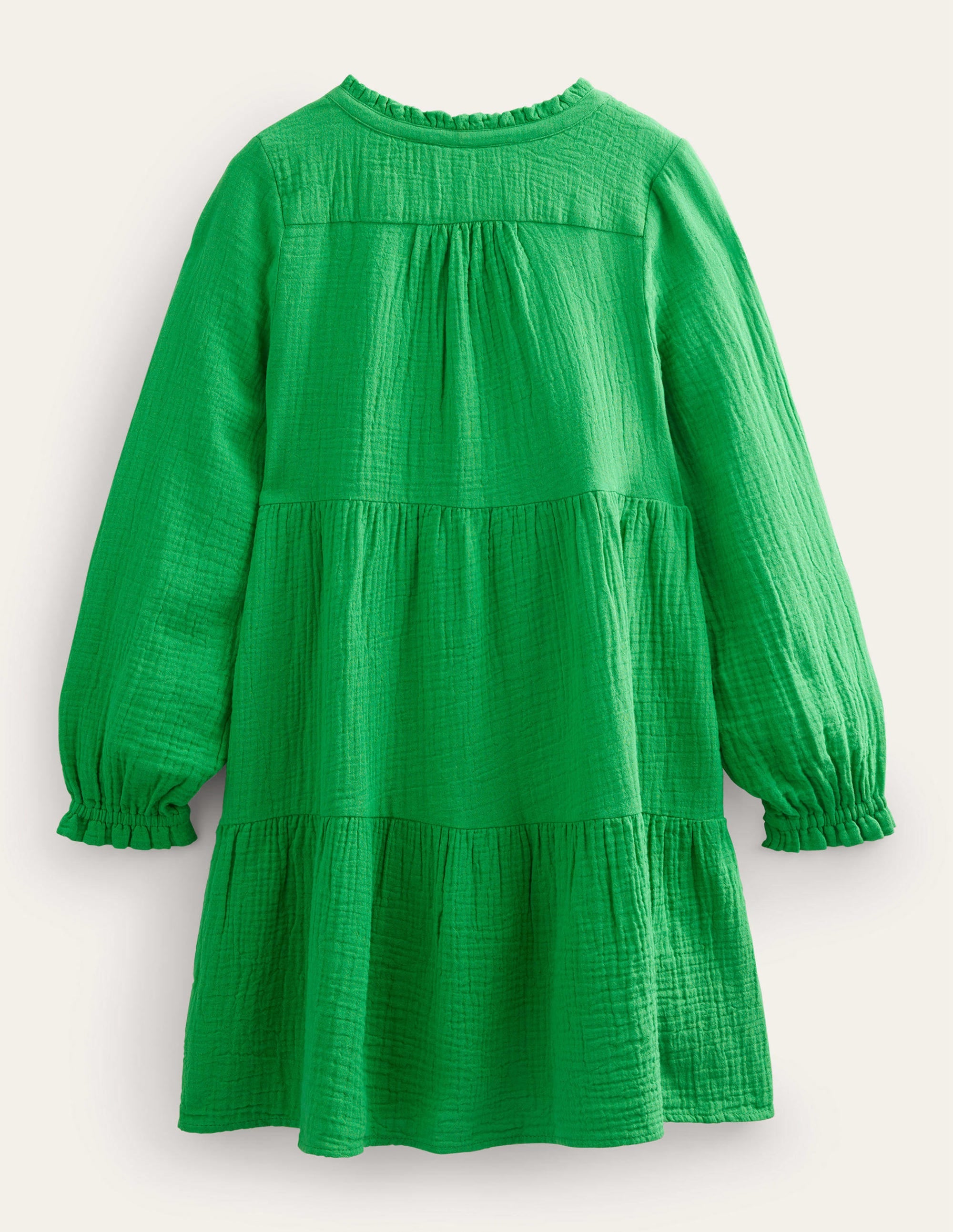 Double Cloth Tiered Dress-Bright Green - Image 2