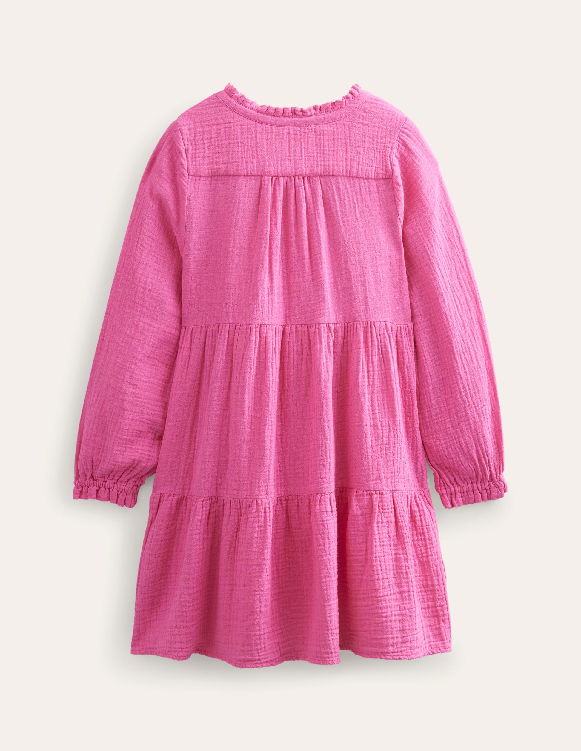 Double Cloth Tiered Dress-Festival Pink-2