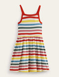Rib Twirly Dress-Multi Stripe