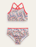 High Neck Bikini-Lupin and Peach Paisley