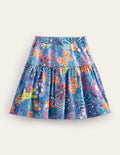Tiered Jersey Skort-Blue Leopard Safari