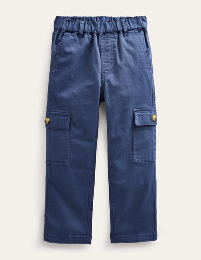 Cropped Cargo Trousers-Robot Blue-1
