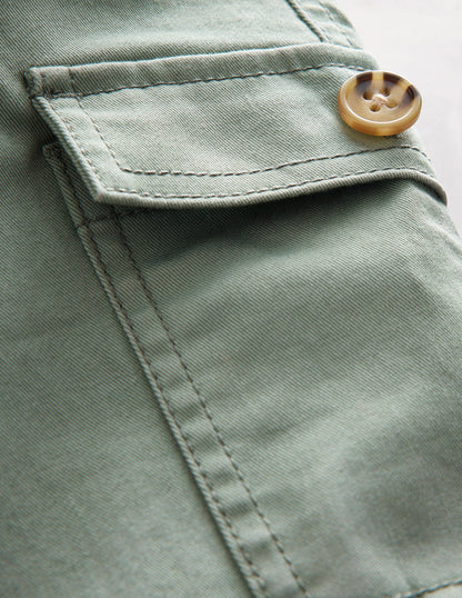 Cropped Cargo Trousers-Pottery Green-3