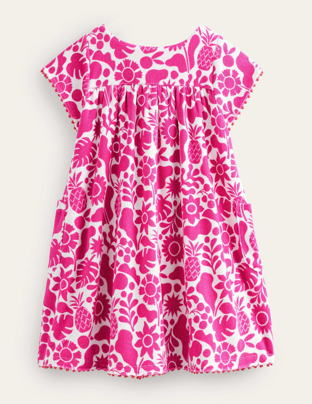 Printed Towelling Dress-Amazing Pink Holiday Floral - Image 2