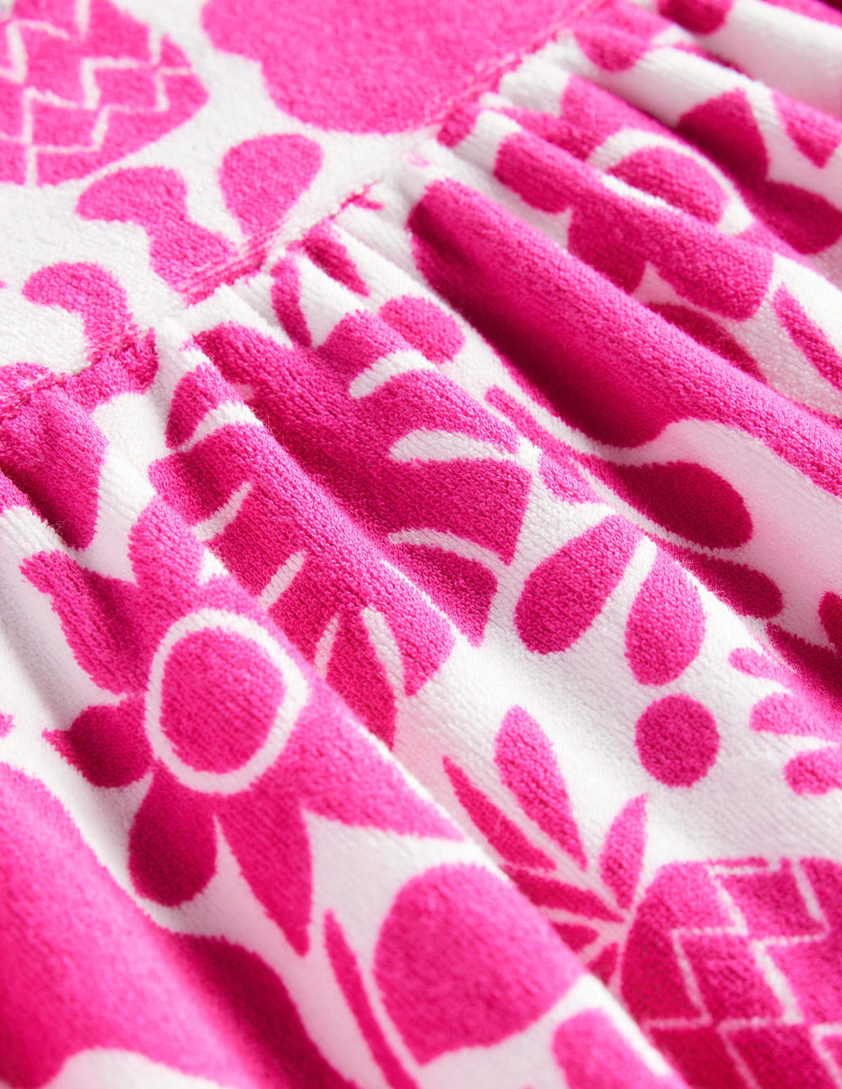 Printed Towelling Dress-Amazing Pink Holiday Floral - Image 3