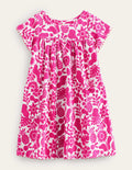 Printed Towelling Dress-Amazing Pink Holiday Floral