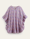 Printed Poncho Kaftan-Lupin and Peach Paisley