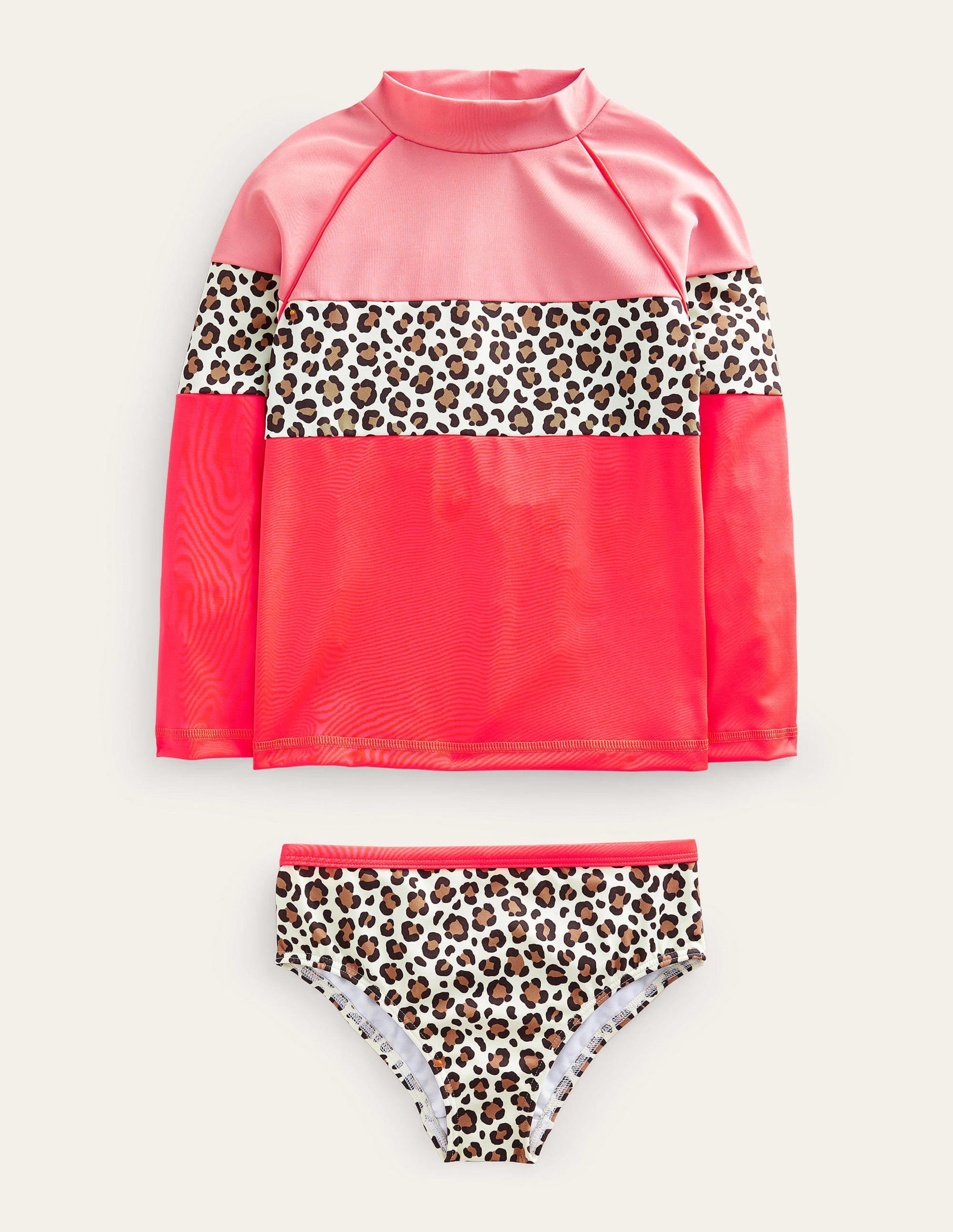 Patterned Rash Vest Set-Soft Truffle Leopard Print - Image 1