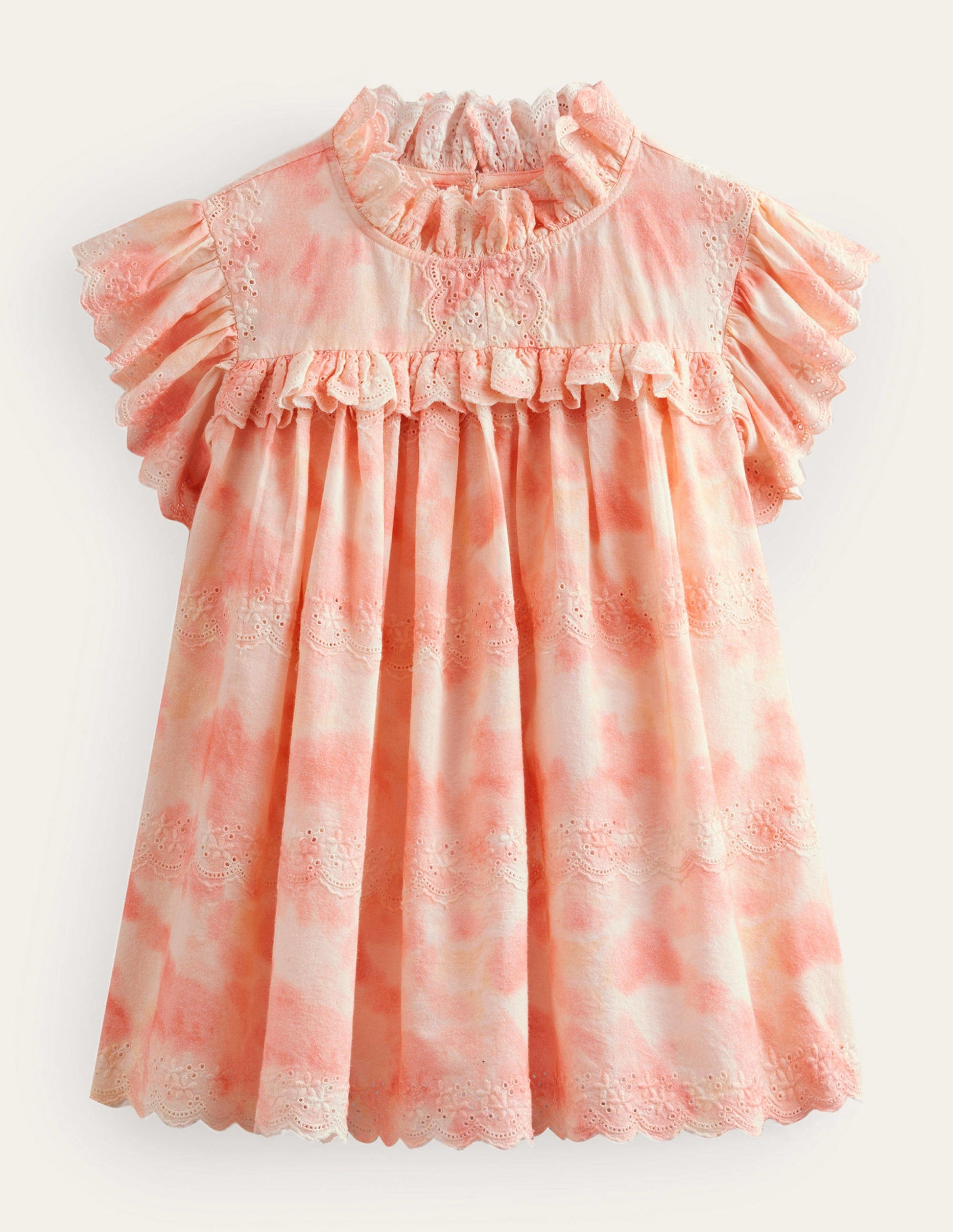 Woven Broderie Top-Pink Tie Dye-1
