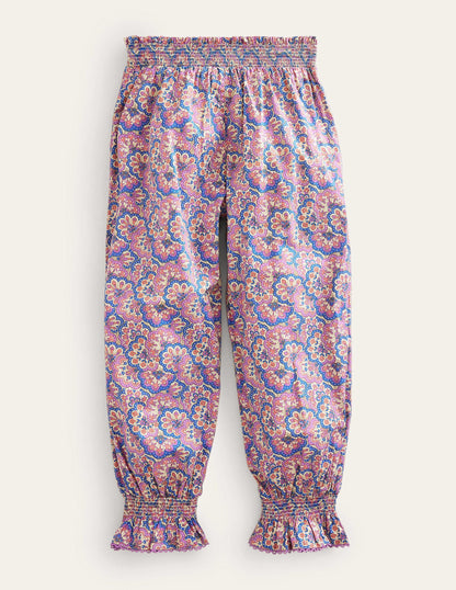 Printed Balloon Leg Trousers-Lupin and Peach Paisley-2