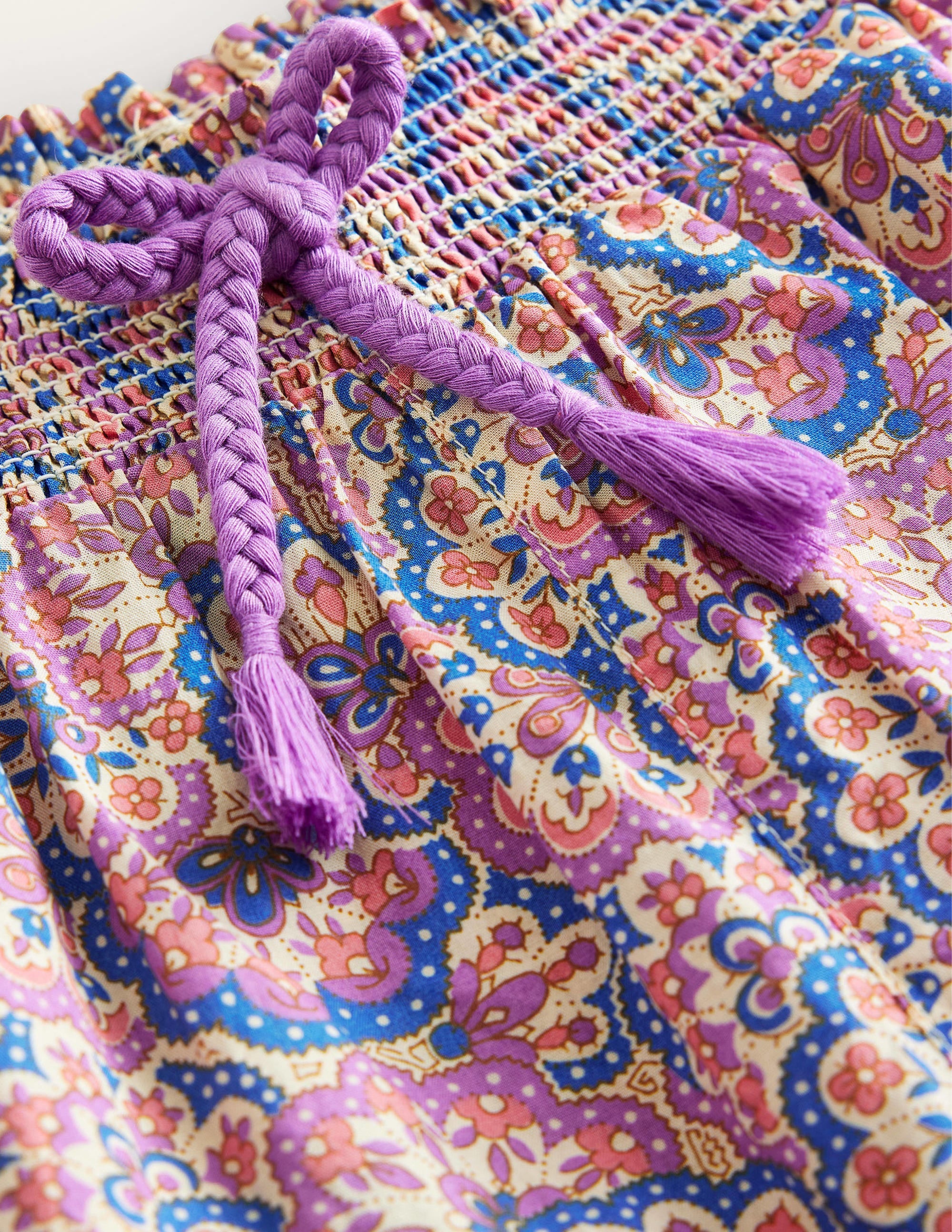 Printed Balloon Leg Trousers-Lupin and Peach Paisley - Image 3