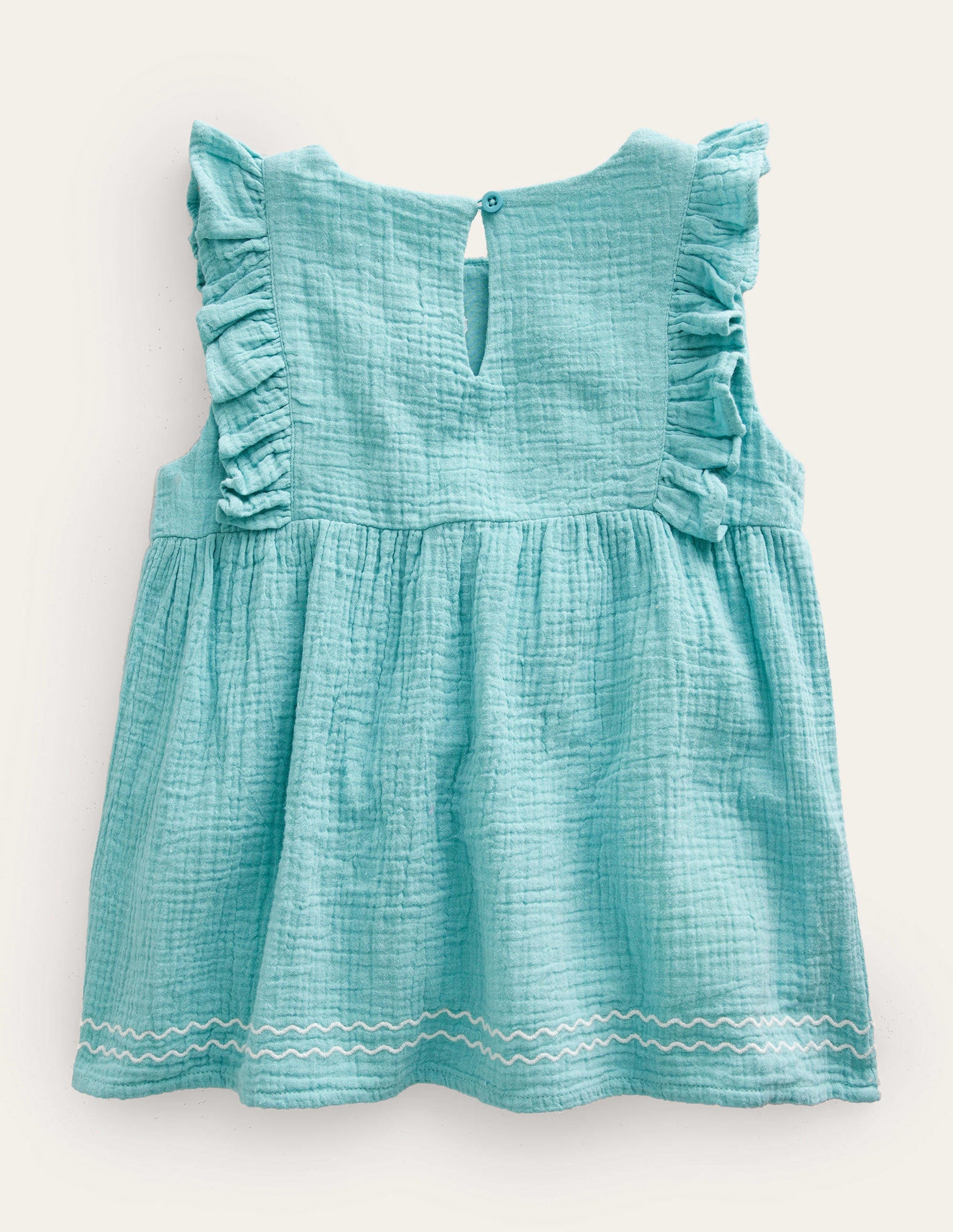 Embroidered Double Cloth Top-Aqua Sea-2