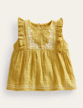 Embroidered Double Cloth Top-Buttercup